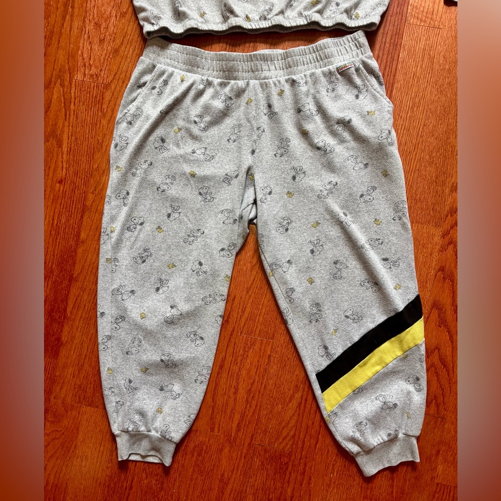 Peanuts- Gray Pajama sweatshirt & pants Set women’s, size XL - Picture 4 of 13